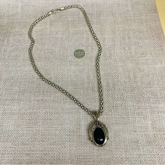 Premier Designs Silver With Black Stone Enhancer Necklace - Picture 1 of 4